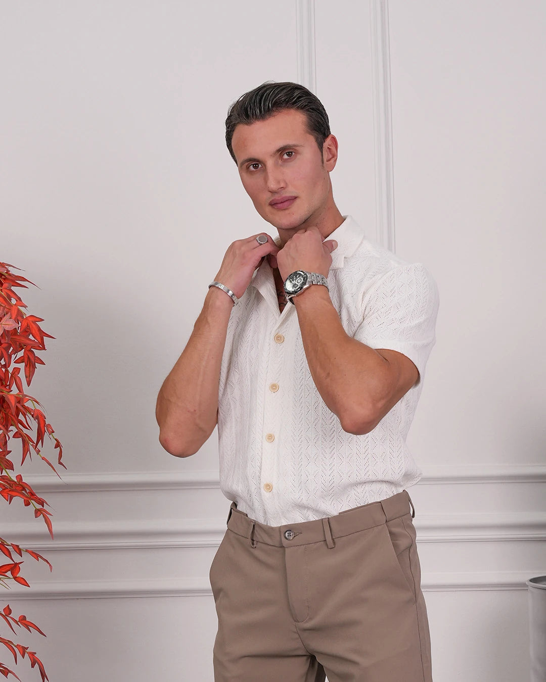 Örme Triko Kumaş Desenli Gömlek