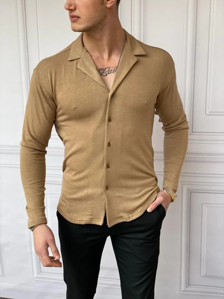 Slim Fit %100 Pamuk Triko Kumaş Gömlek