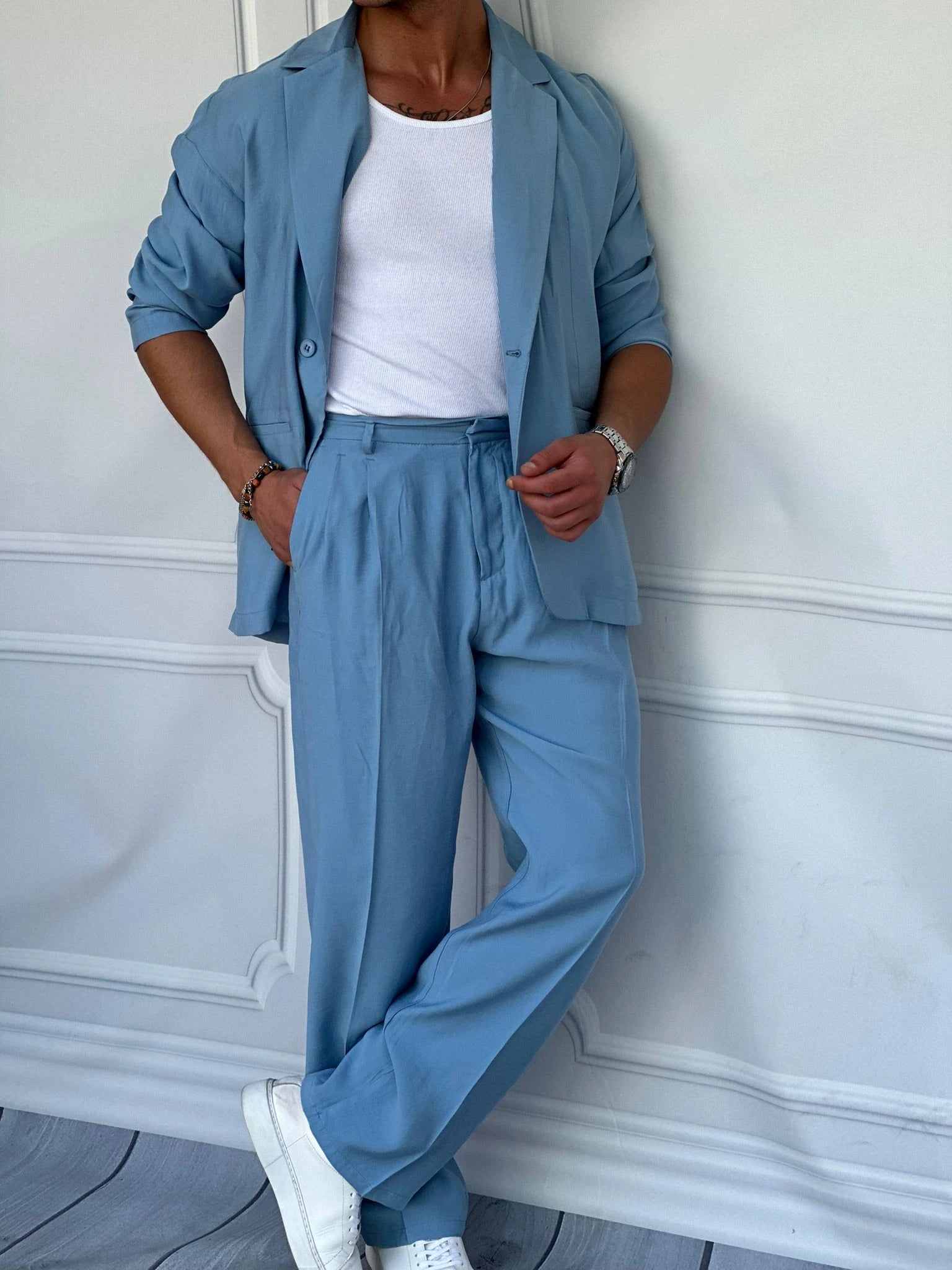 Marino Tam Yazlık Extra Oversize %100 Keten Takım