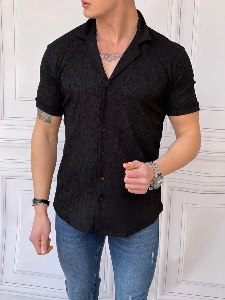 Rahat Kalıp Armur Kumaş Kısa Kollu Gömlek