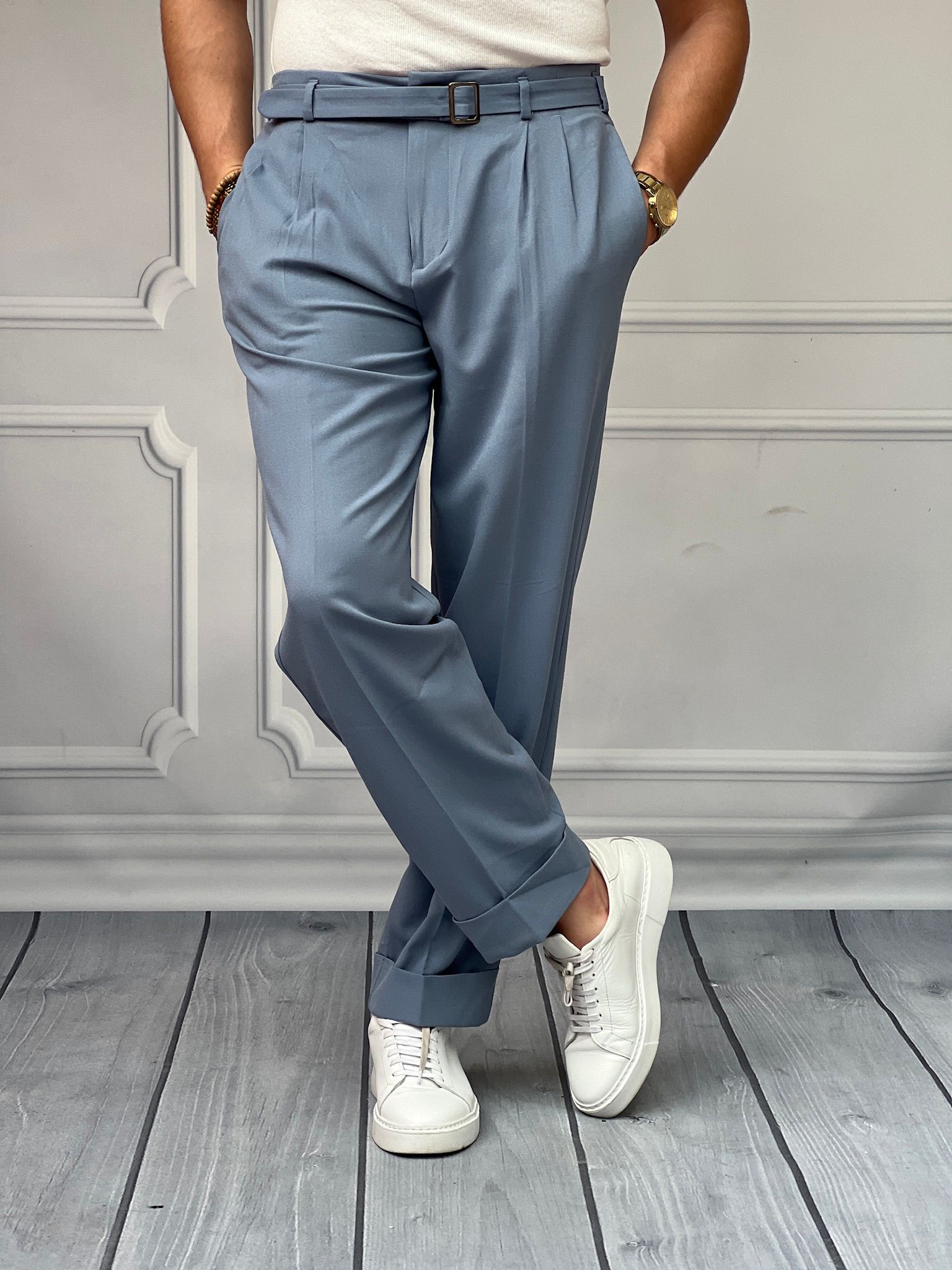 Kemer Detaylı Geniş Kalıp Baggy Pantolon