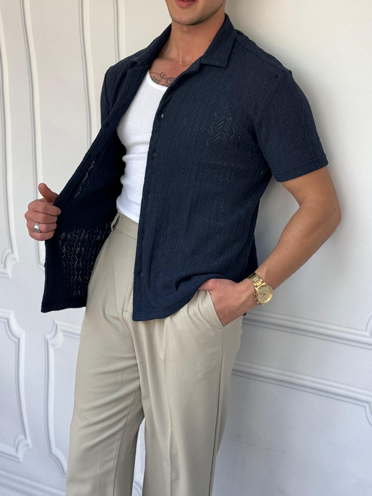 Örme Triko Kumaş Desenli Gömlek