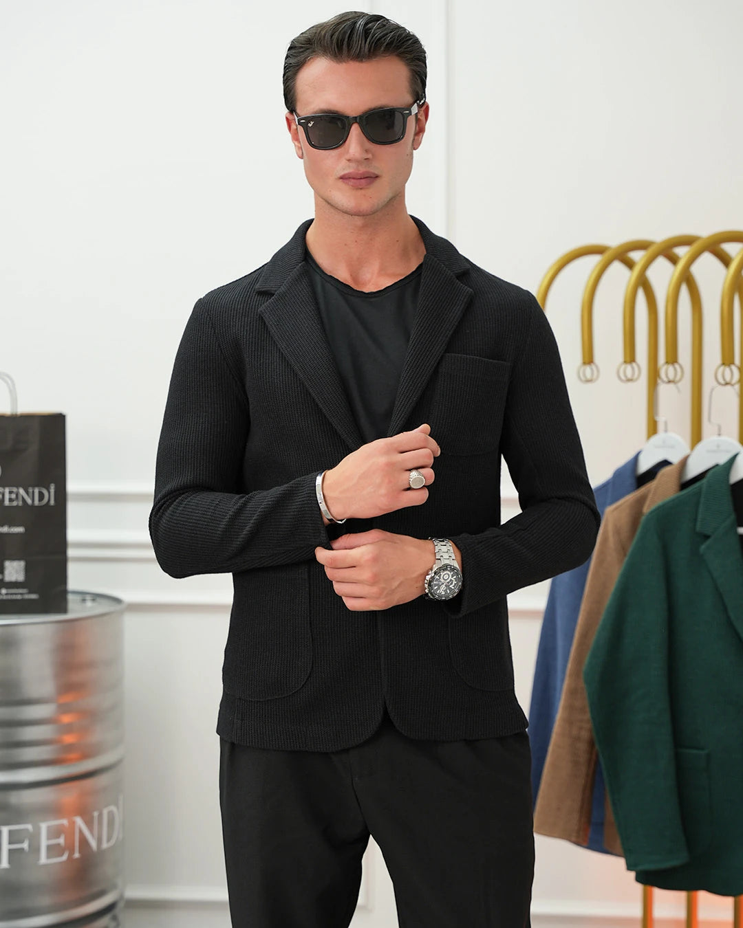 Petek Örme Torba Cep Ceket