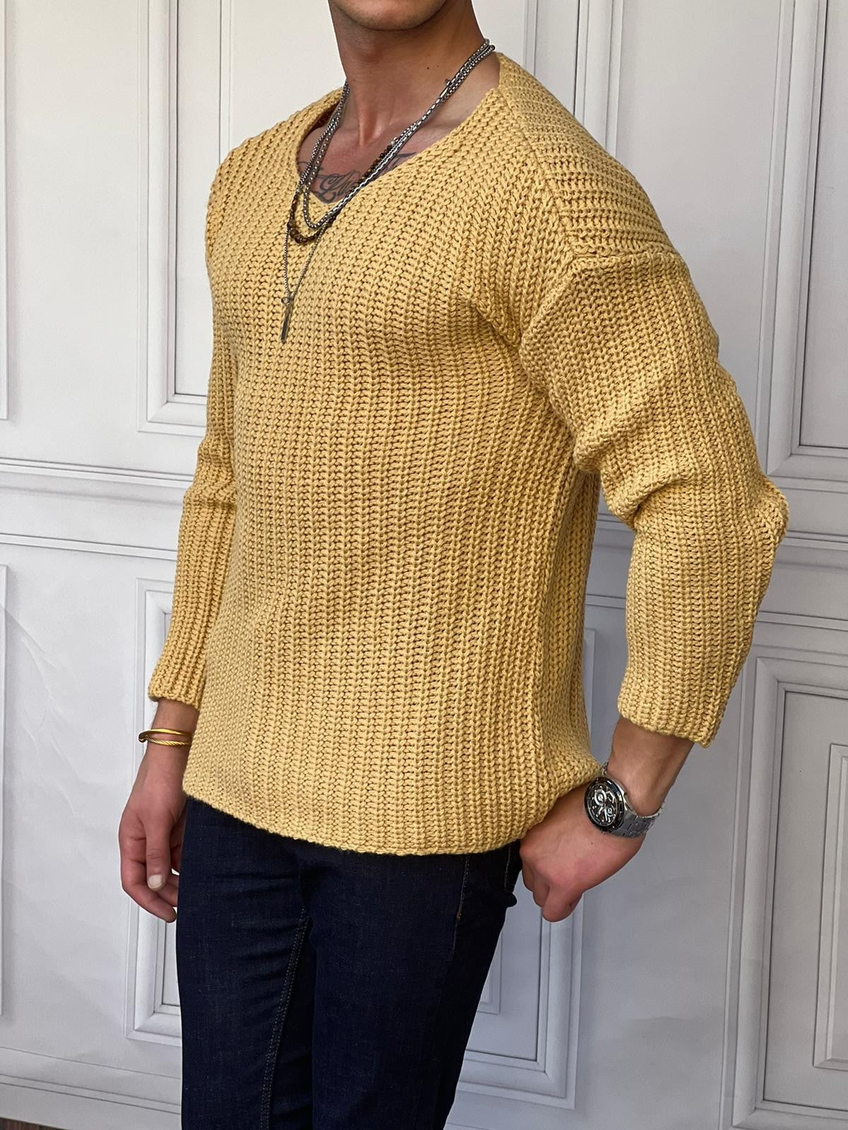 Yüksek Kalite Çelik Örme Oversize Kazak