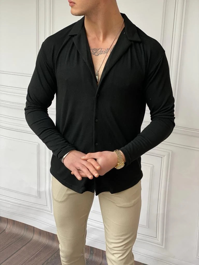 Slim Fit %100 Pamuk Triko Kumaş Gömlek