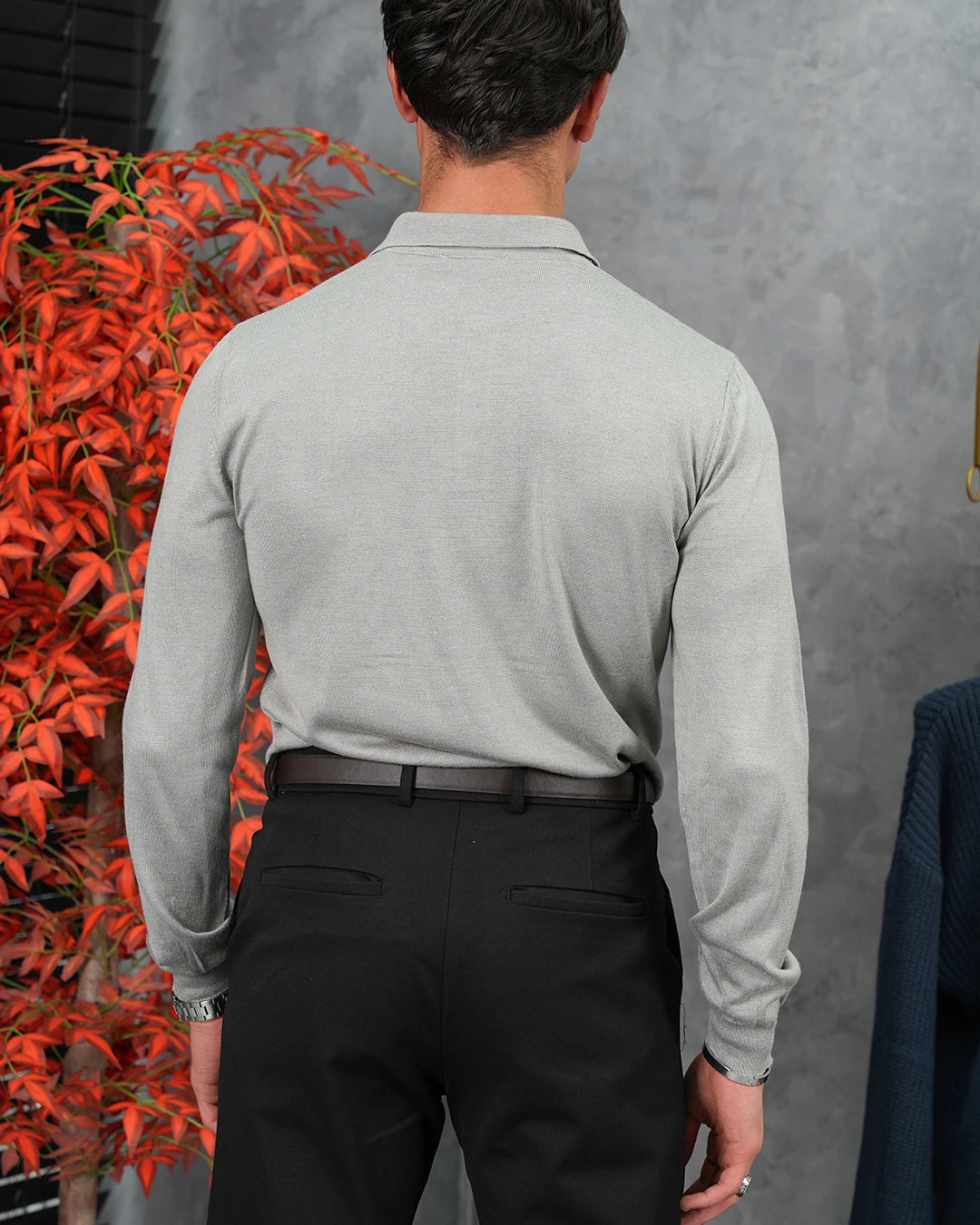 Slimfit Kalıp Pamuk Likra Düğme Detaylı Triko Kazak