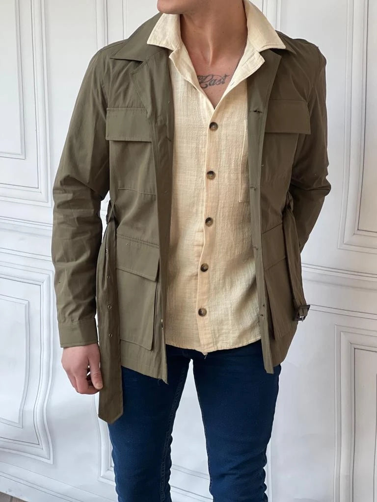 Kemerli %100 Koton Yüksek Kalite Keten Trençkot