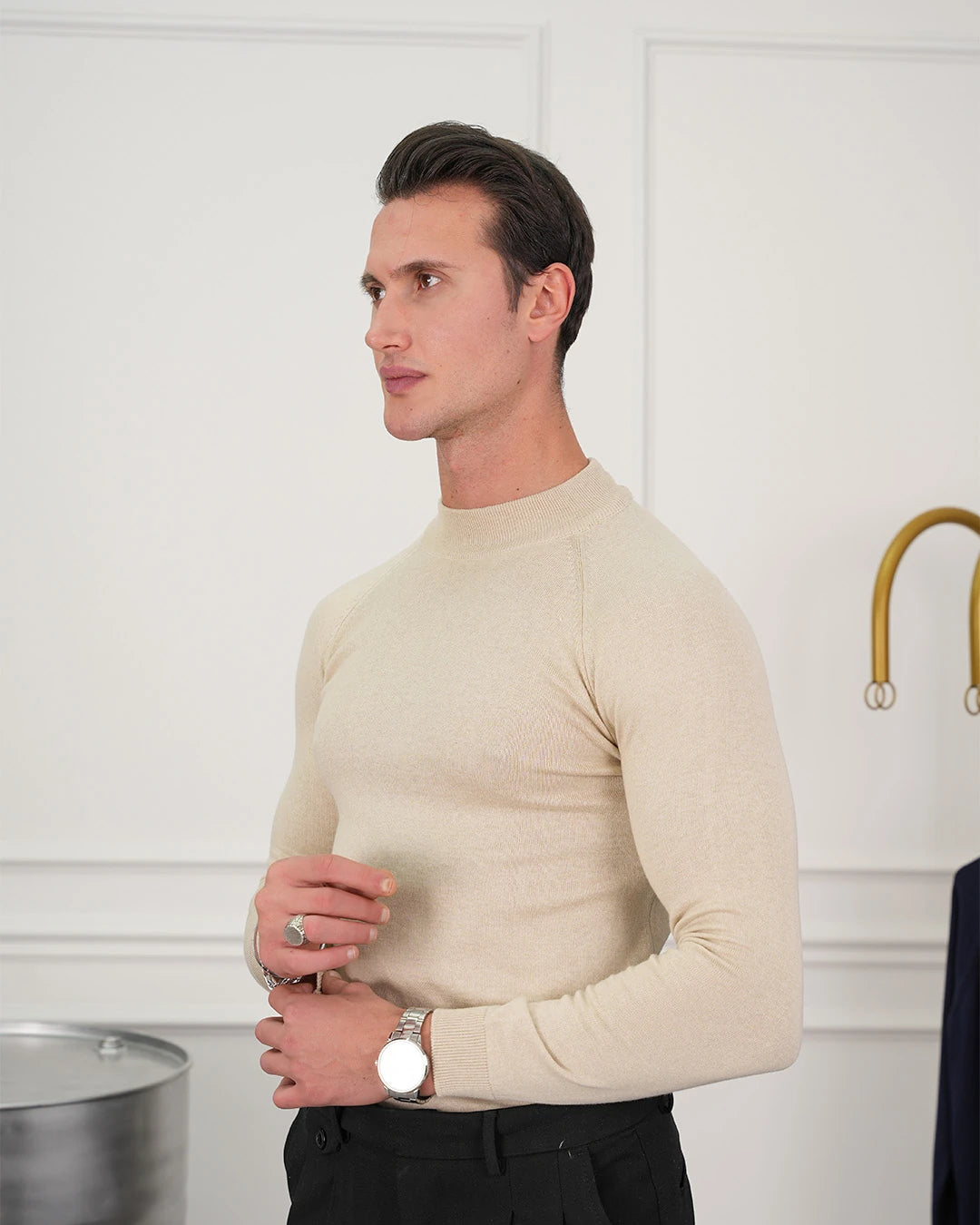 Pamuk Likra Slim fit Kalıp Yarım Balıkçı Kazak