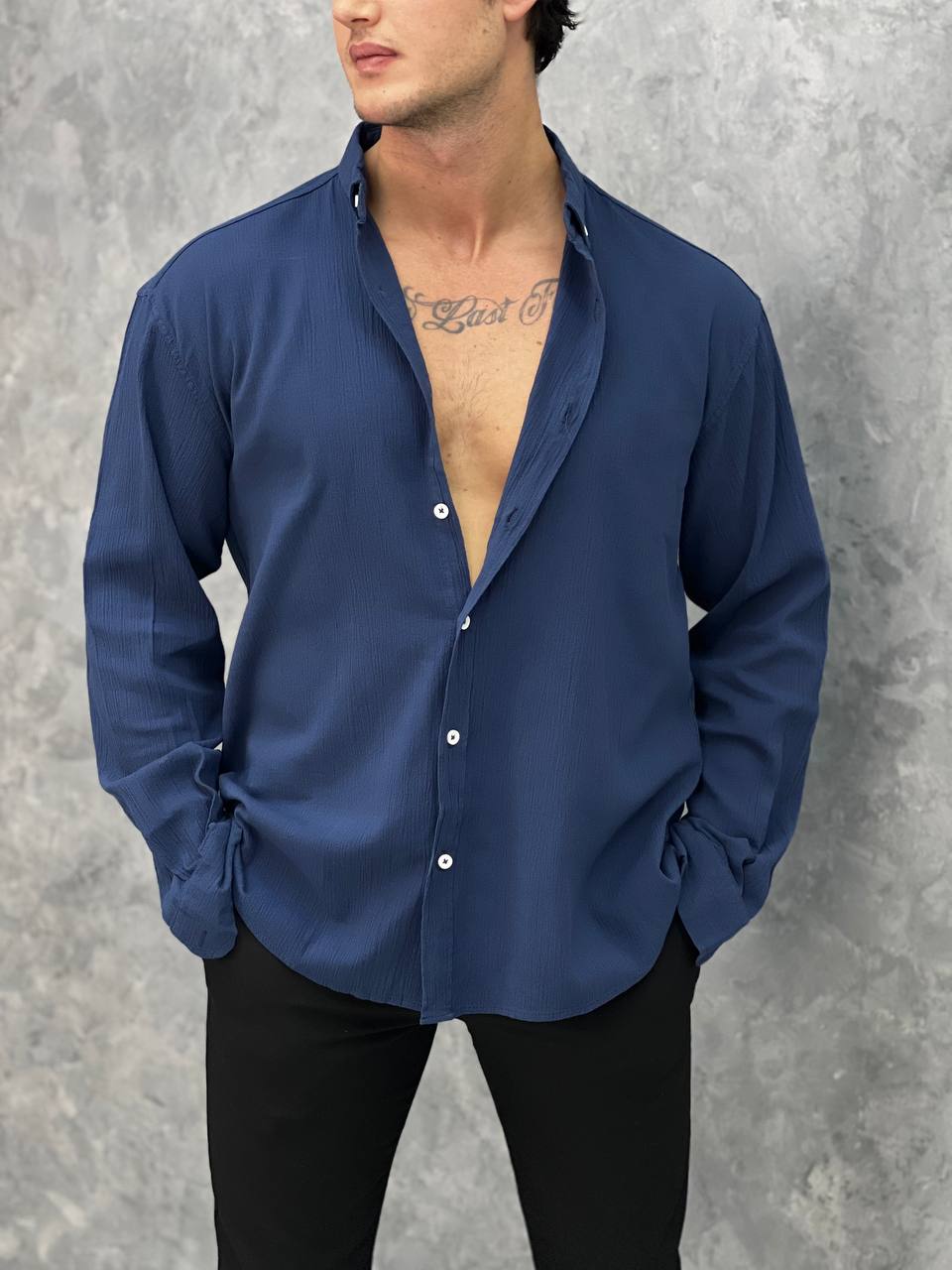 Krinkıl Kumaş Oversize Kesim Keten Gömlek