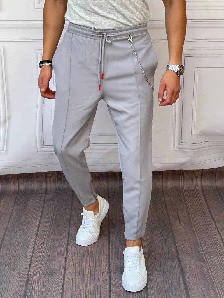 Zincir ve Paça Fermuar Detaylı Pamuklu Jogger Pantolon