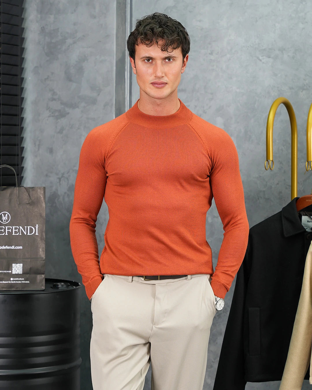 Slimfit Kalıp Pamuklu Triko Yarım Balıkçı Triko Kazak