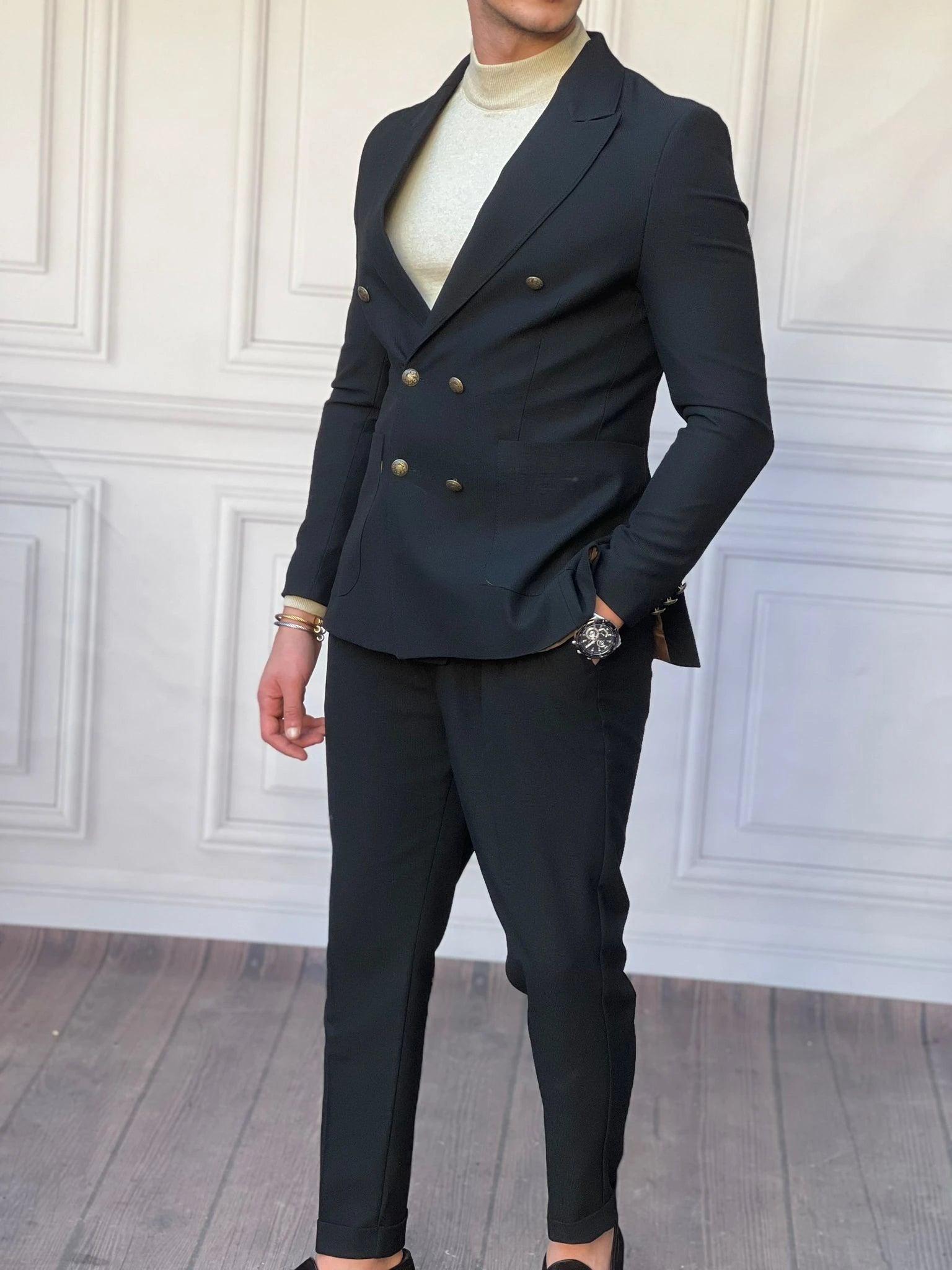 Petek Örme Pamuk Likra İtalyan Kesim Slimfit Ceket Pantolon Takım Elbise