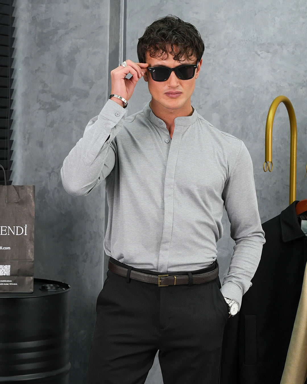 %100 Pamuklu Slimfit Gizli Kanun Yaka Gömlek