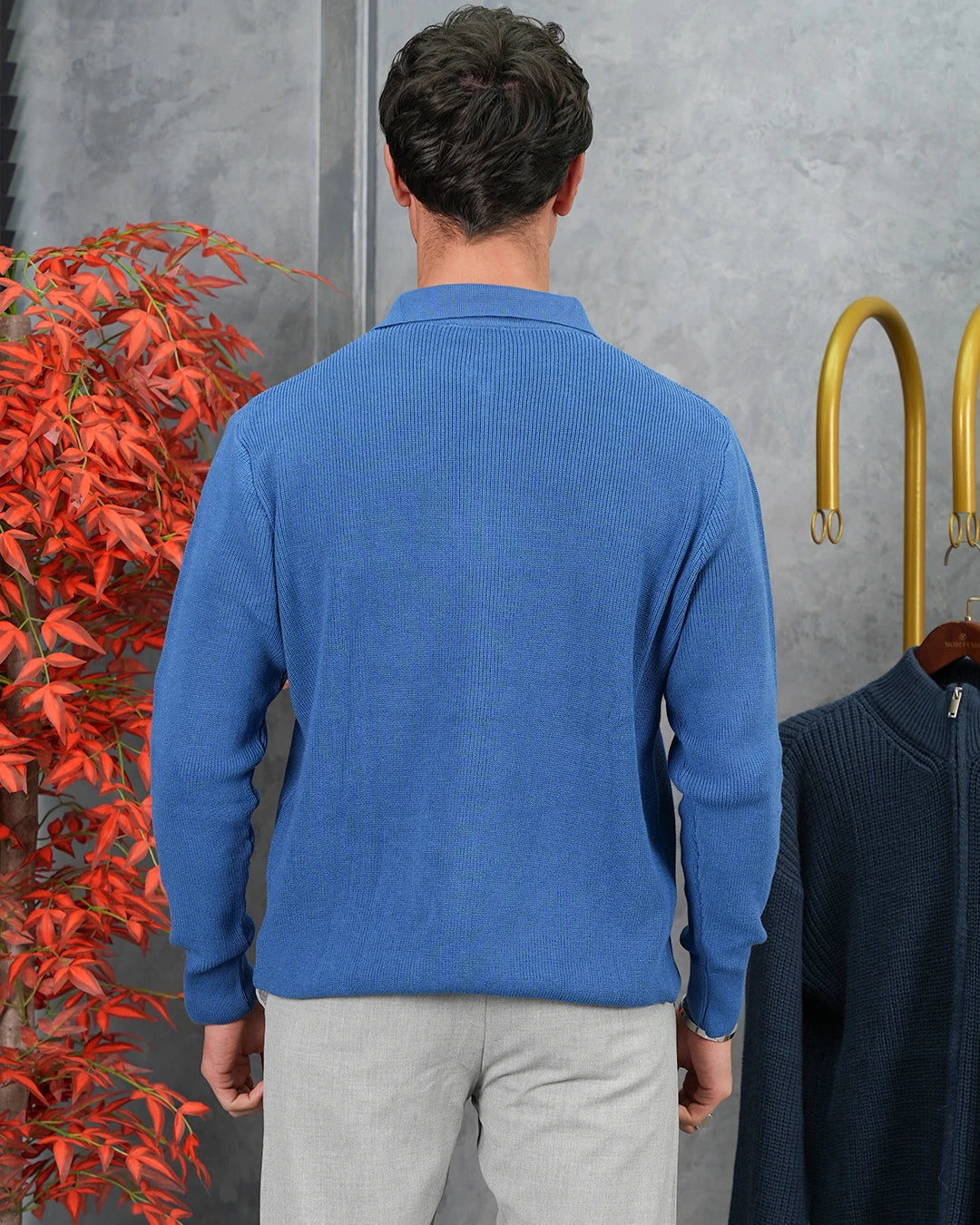 Yüksek Kalite Polo Yaka Fermuar Detaylı Kazak