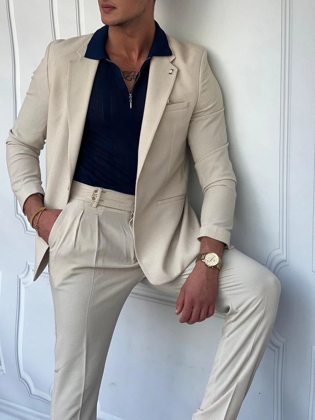 Özel Seri %100 Gofre Kumaş İtalyan Kesim Modern Fit Ceket