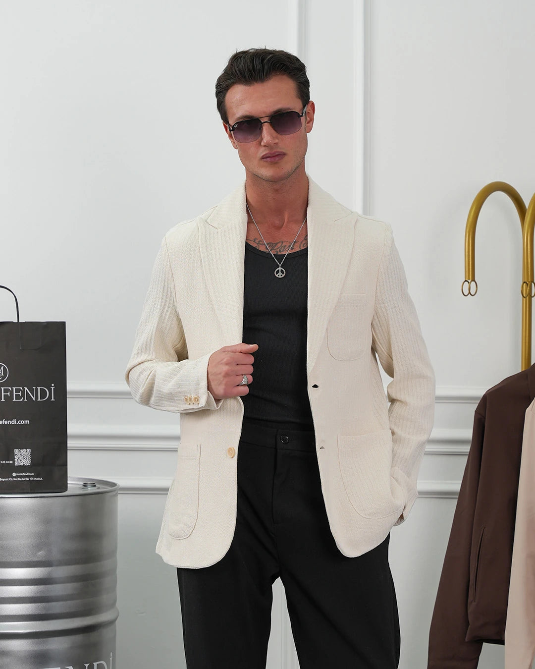 %100 Pamuk Keten Modern Fit Keten Ceket