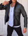 Fermuar Detaylı Slimfit Kalıp Yumuşak Dokulu İthal Deri Ceket