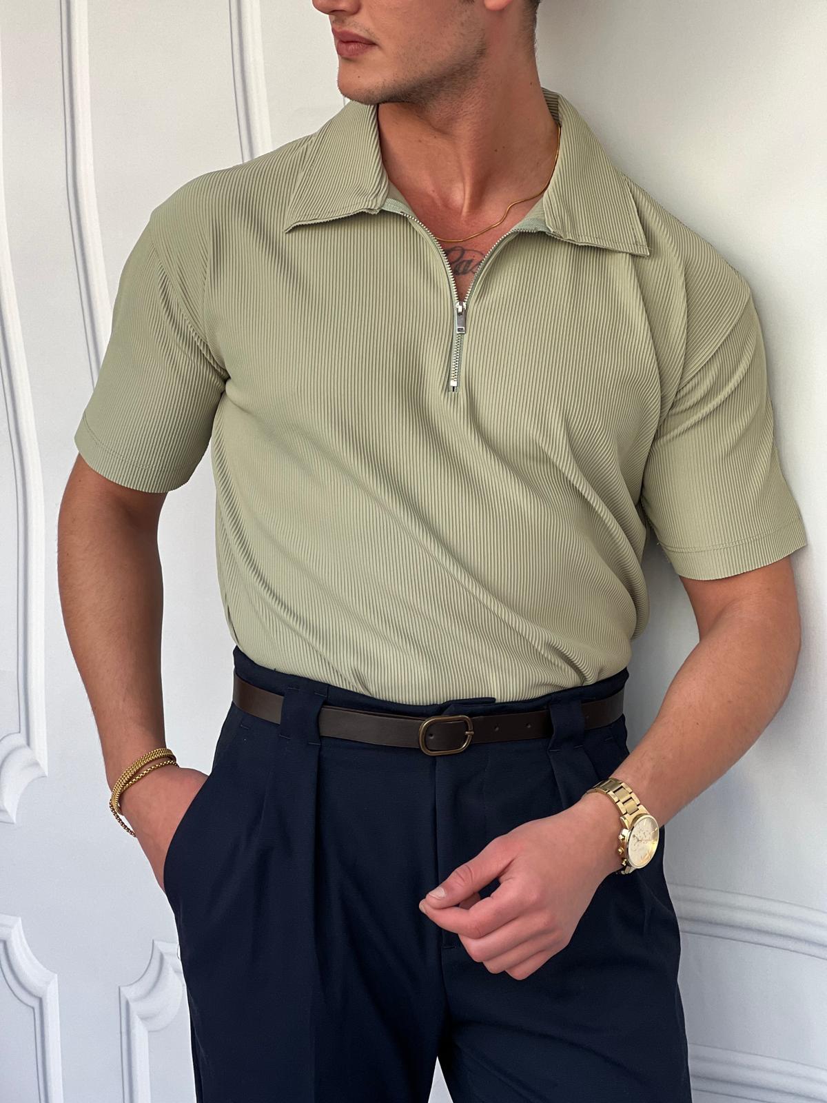 İnce Fitilli Yüksek Kalite Fermuar Detaylı Oversize Tshırt