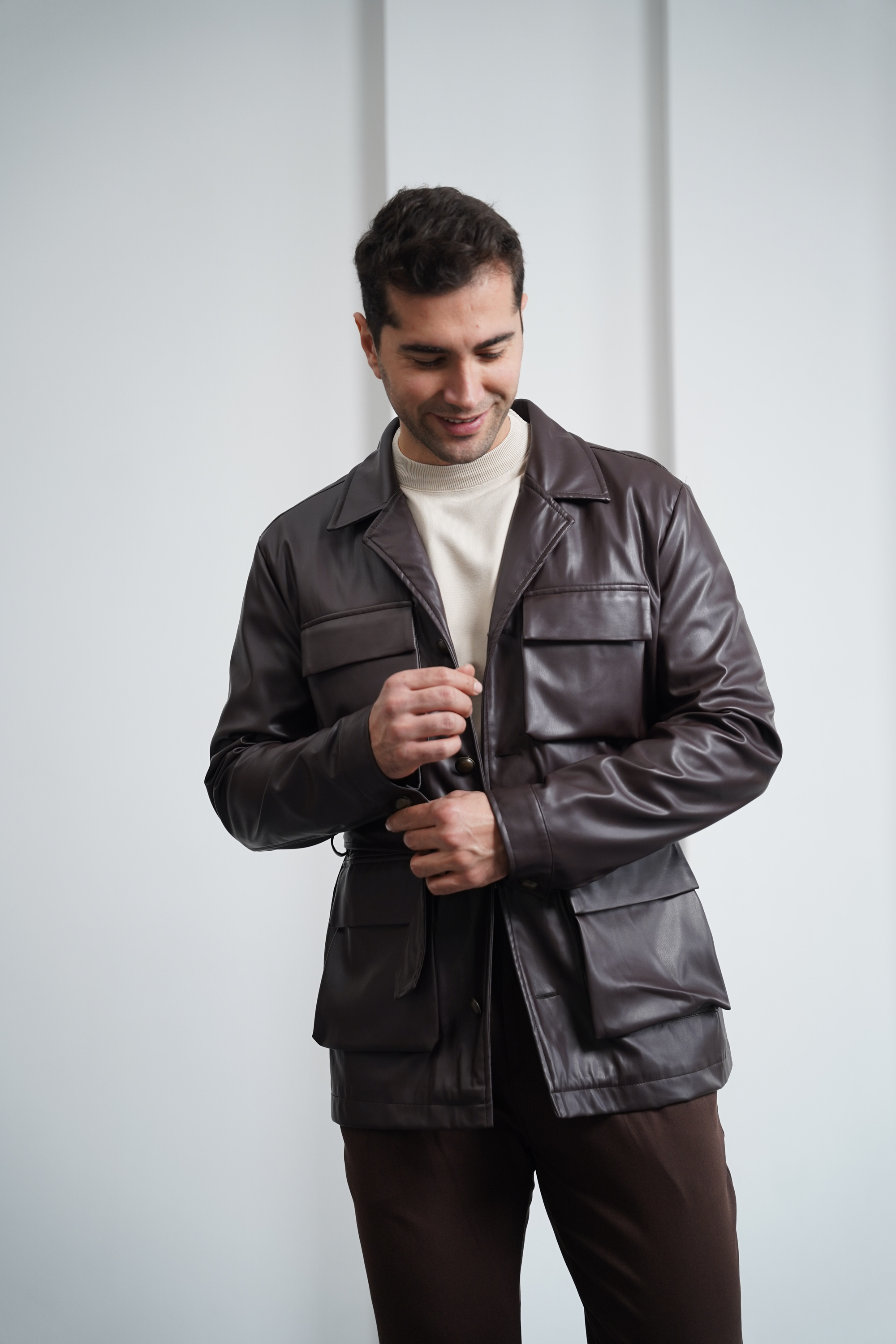 Torba Cep Kemer Detaylı Deri Mont