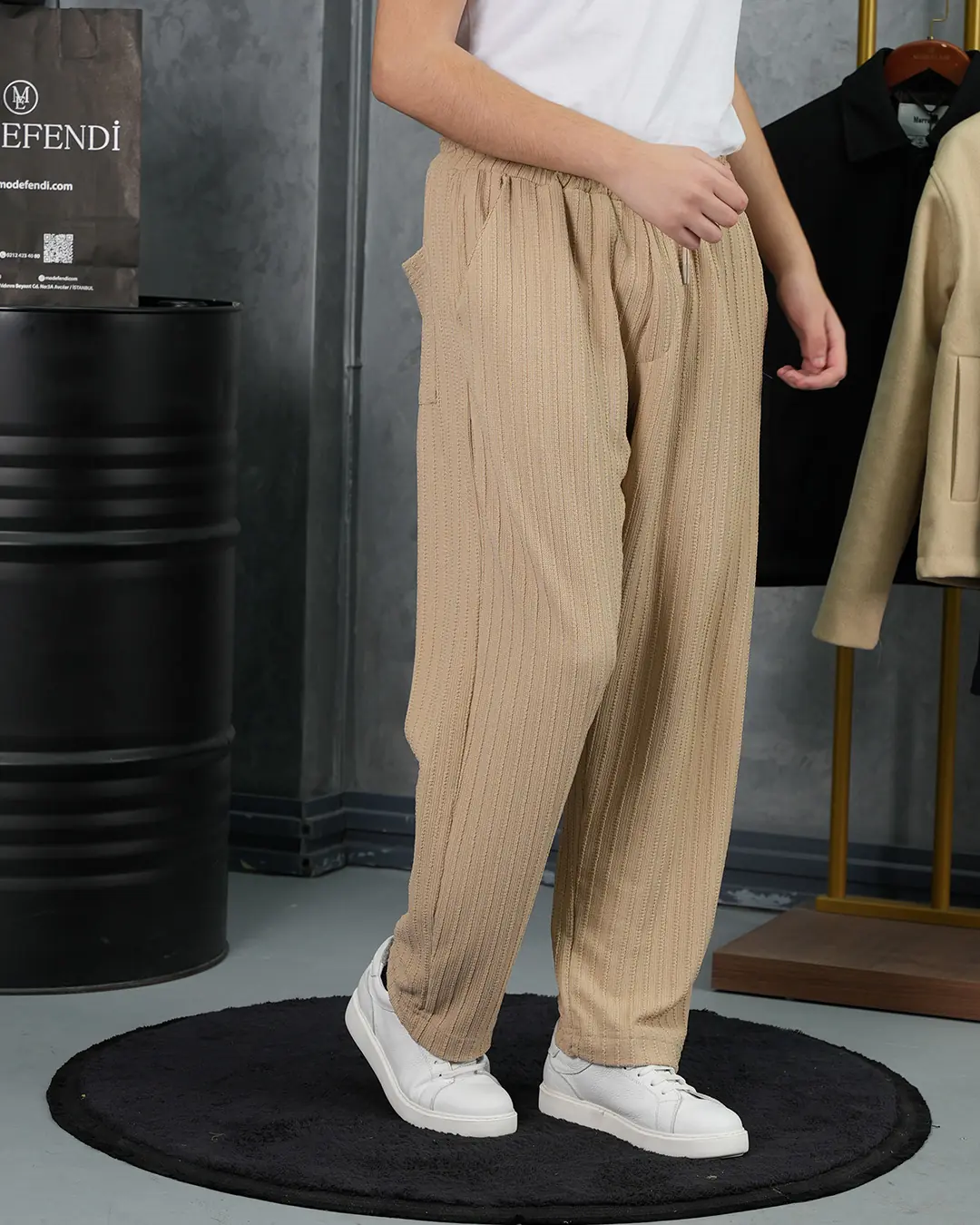 Örgülü Model Baggy Kesim Jogger İpli Pantolon - 5