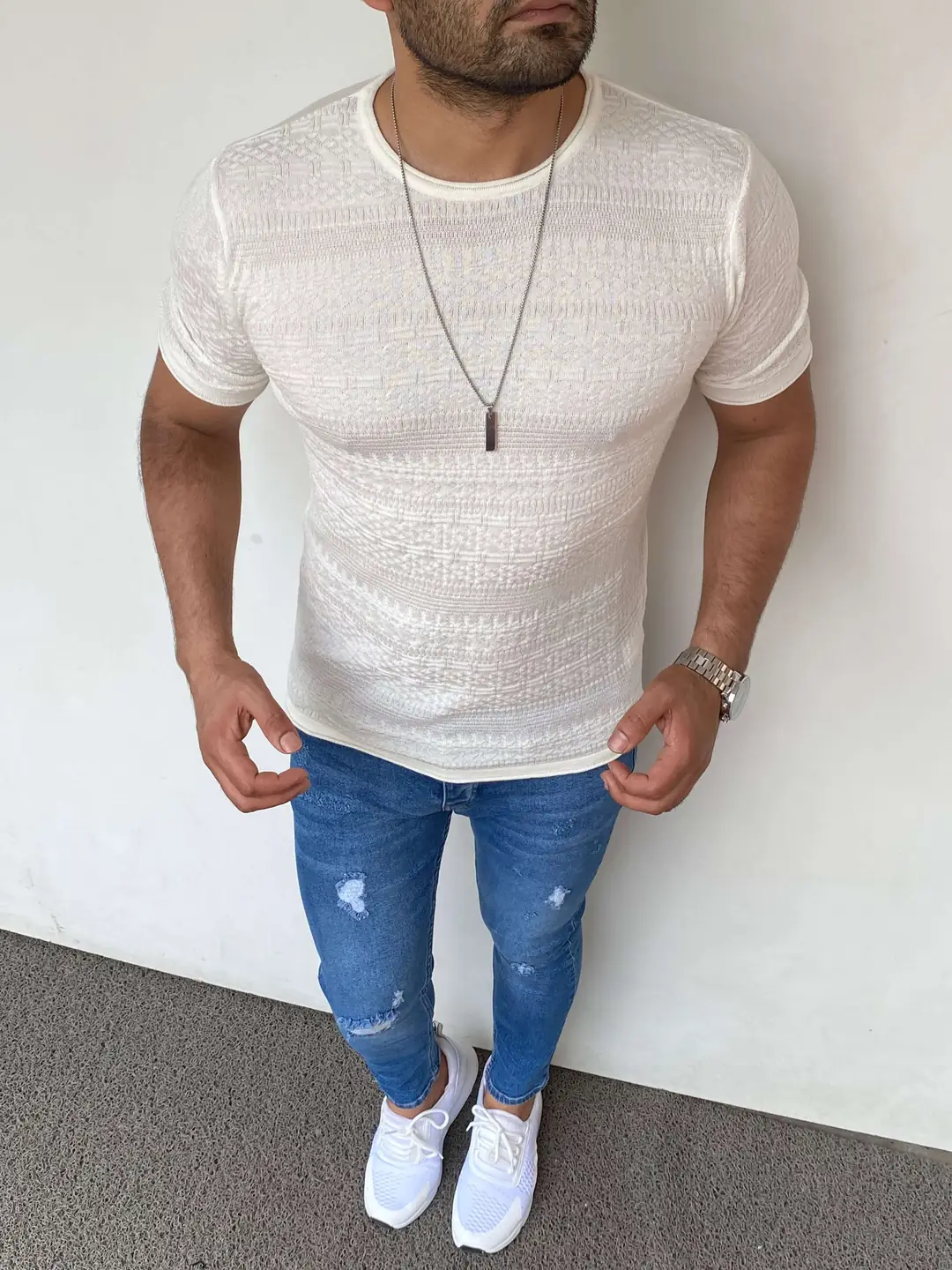 Slim Fit Triko Kumaş Tshırt - 1