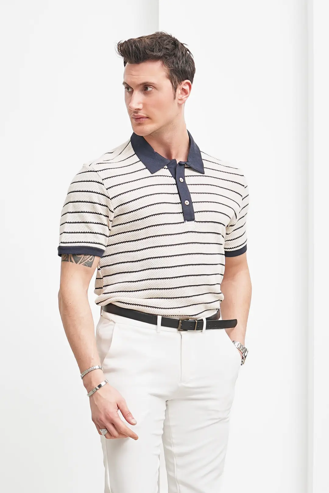 Erkek Düğme Detaylı Polo Yaka T-shirt