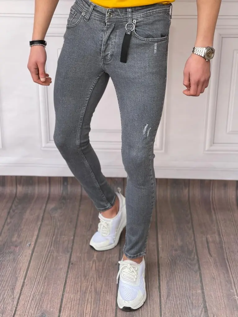 Skinyfit Yüksek Kalite Likralı Lazer Detaylı Kot Pantolon - Antrasit