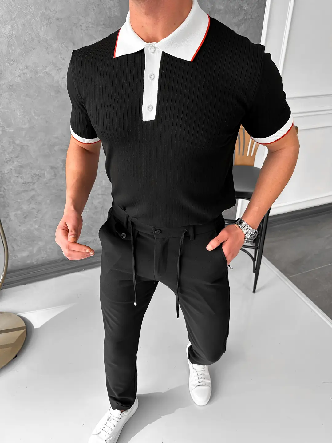Yüksek Kalite Desenli Polo Yaka Tshirt