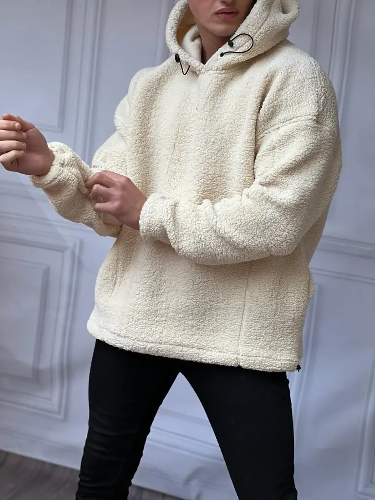 Relaxed (Rahat) Kalıp Kapüşonlu Yüksek Kalite Peluş Sweat - 1