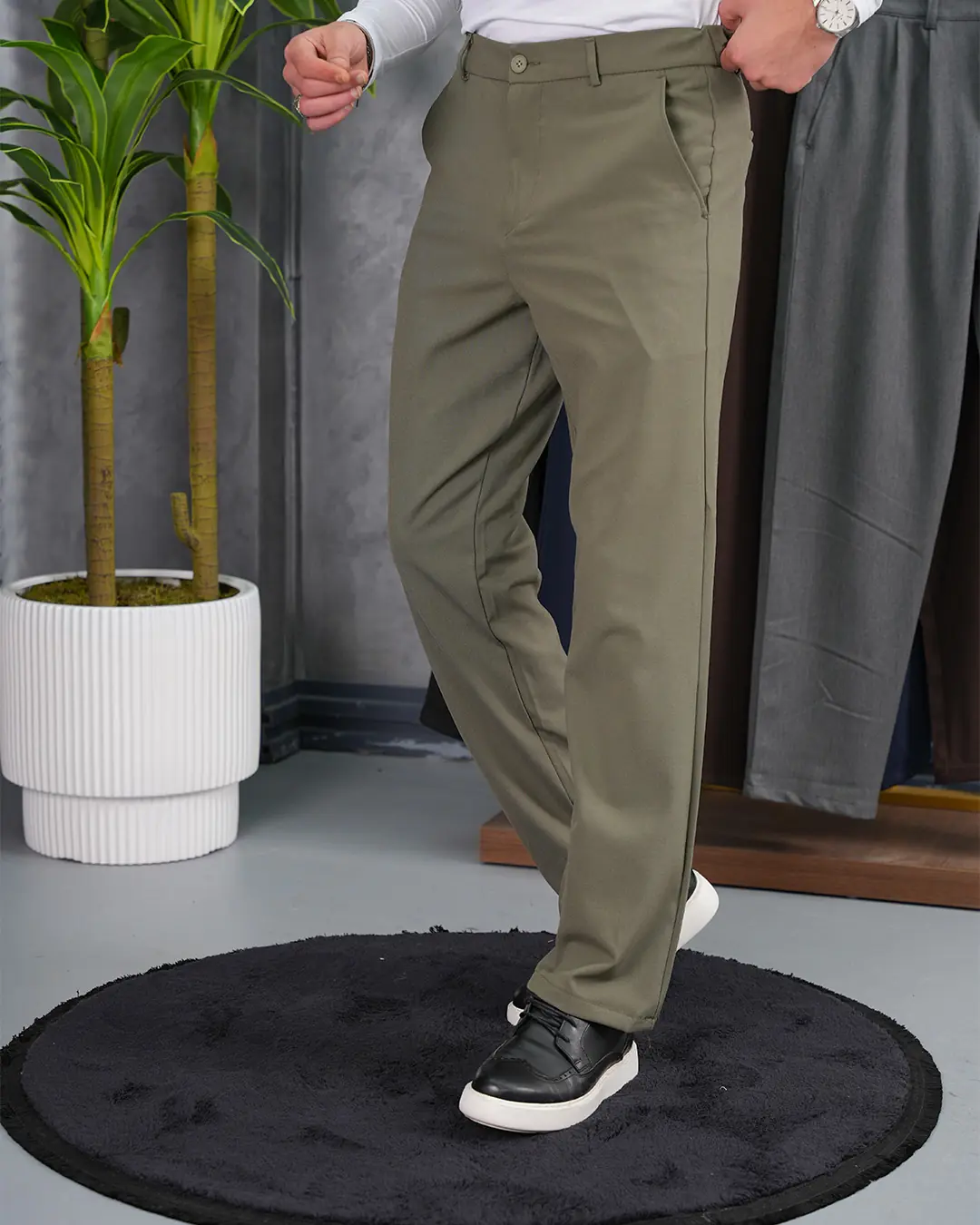 Orta Slim fit Kalıp Pamuk Likra Kumaş Pantolon - 5