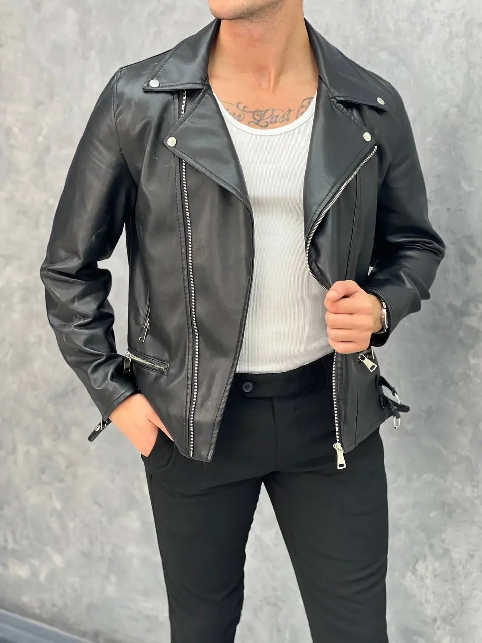 Smart Casual  Erkek Kemerli Mevsimlik Deri Mont - 2