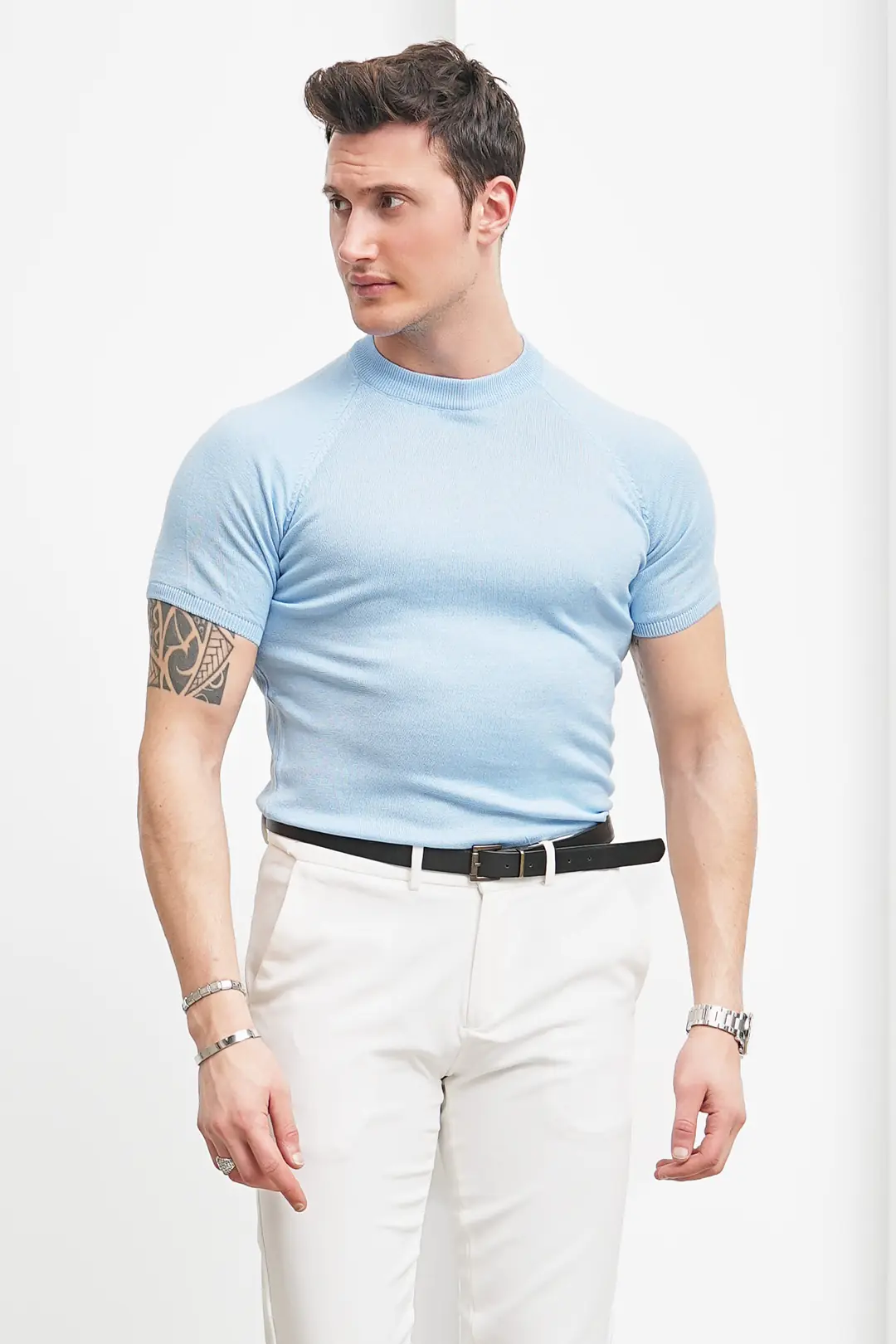 Yüksek Kalite Slim Fit Triko Kumaş Tshirt