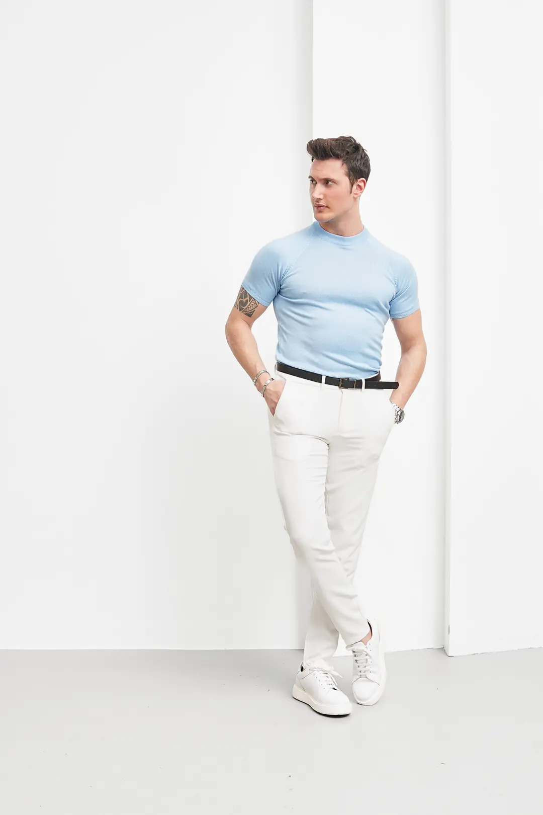 Yüksek Kalite Slim Fit Triko Kumaş Tshirt - 7