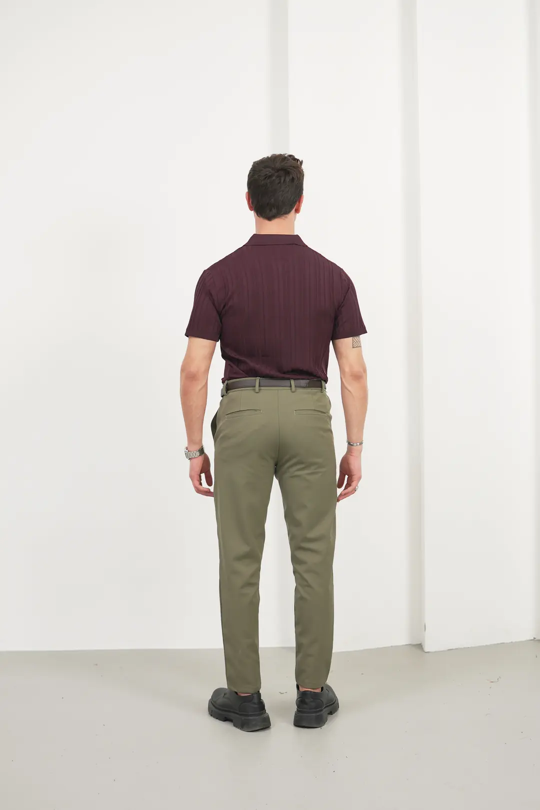 Erkek Çizgili Fermuar Detaylı Polo Yaka Tişört - 7