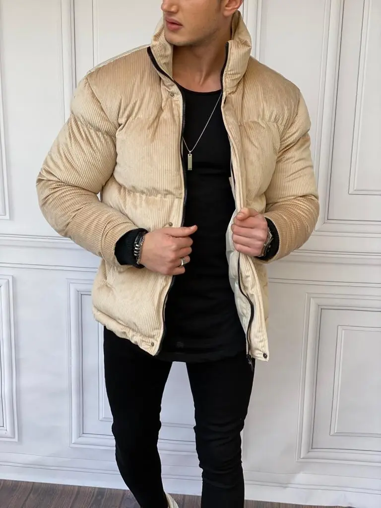 Oversize  Yüksek Kalite  Dolum Kadife Şişme Mont - 1