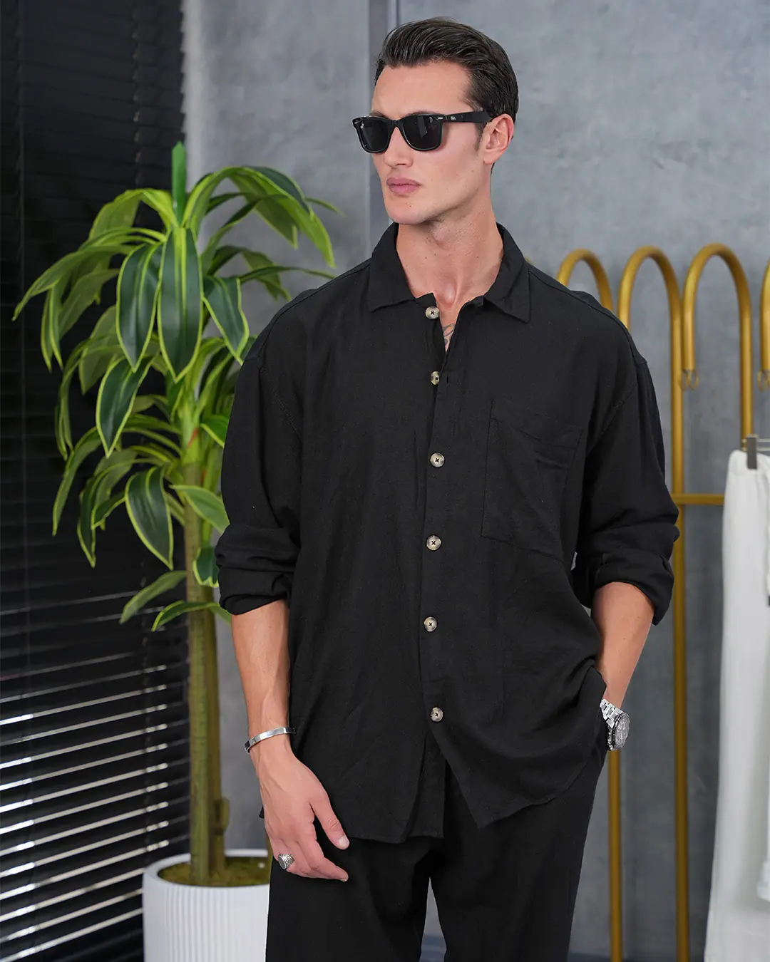 %100 Ham Keten Tam Oversize Kesim Alt -Üst Takım - 3