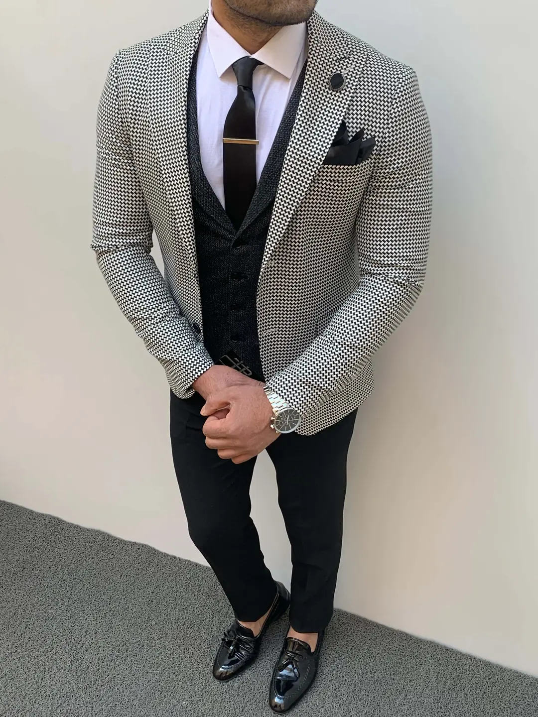 Slim Fit Piti Kare İtalyan Kesim Pamuk Likra Spor Takım Elbise