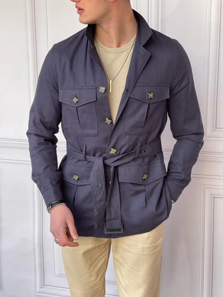 %100 Keten Slim Fit Yazlık Yüksek Kalite Trençkot - 2