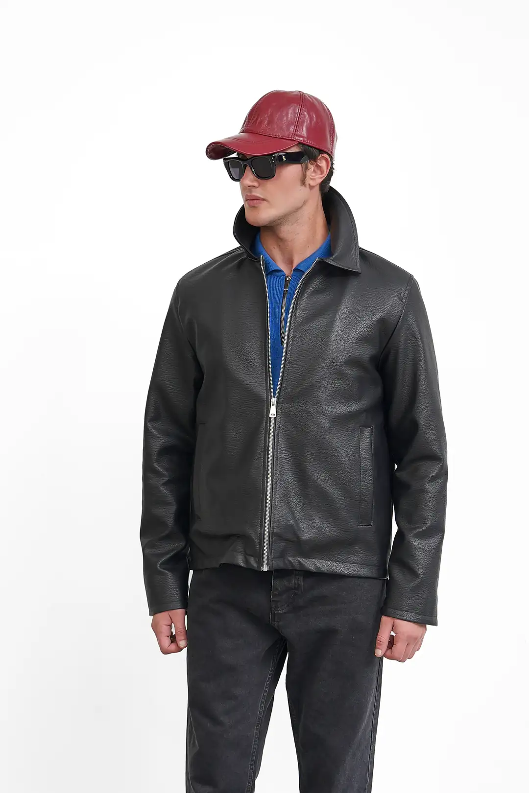Regular Fit Deri Ceket - 3