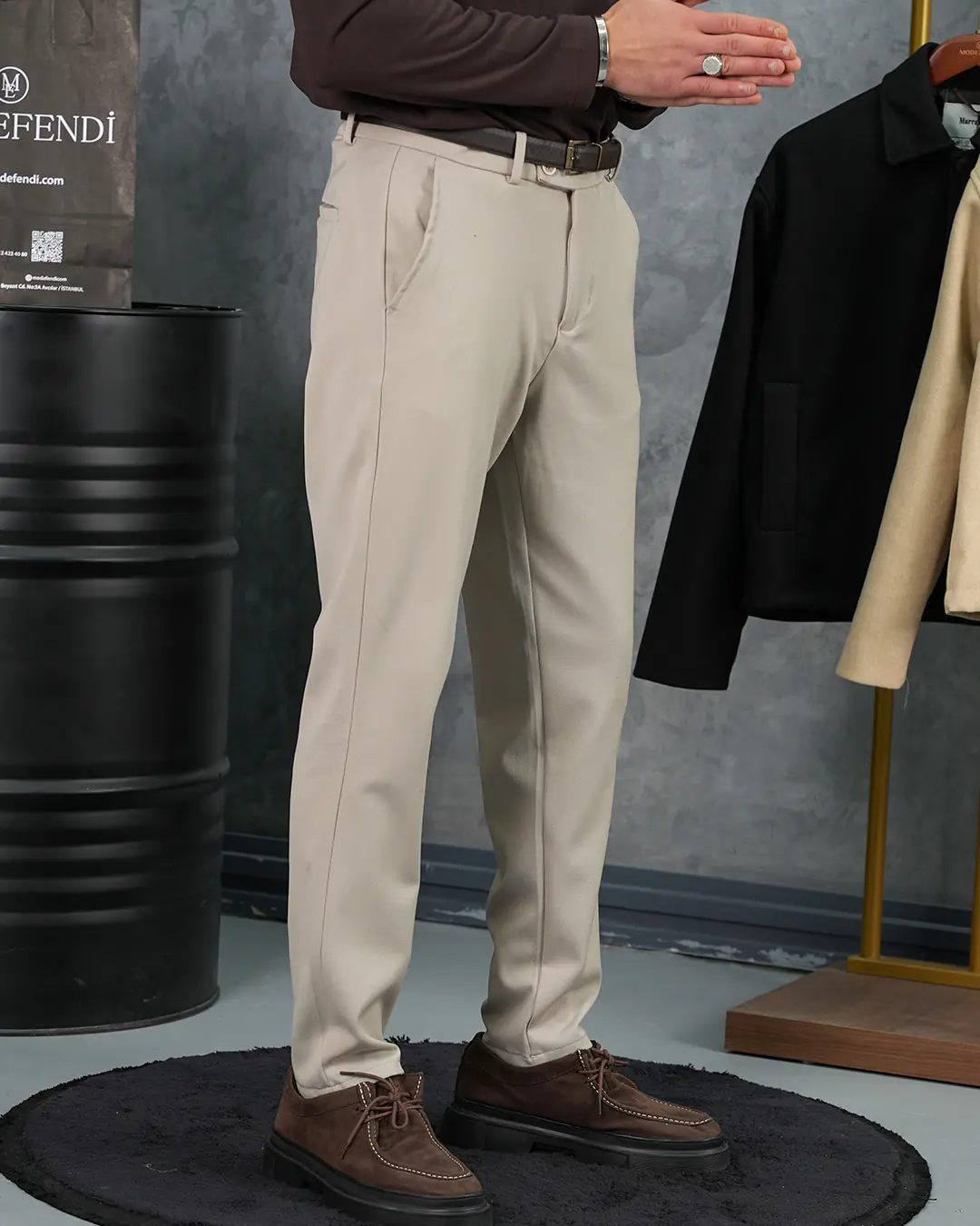 Yüksek Kalite Pamuk Likra Slim Fit Kumaş Pantolon - 3