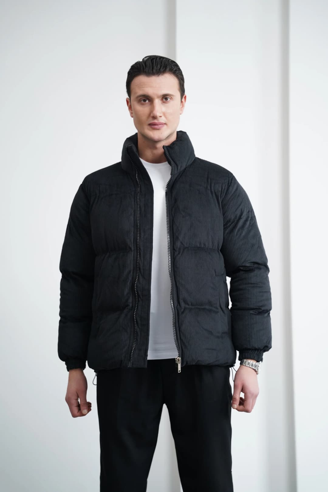 Yüksek Kalite Oversize Elyaf Yapılı Kadife Mont - 1