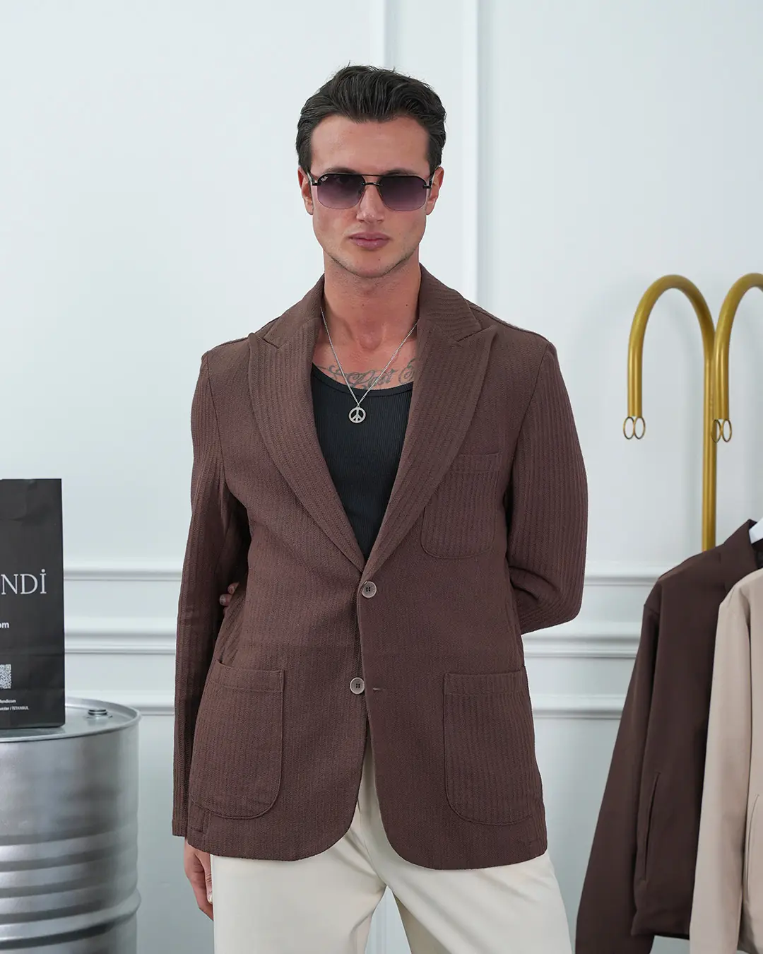 %100 Pamuk Keten Modern Fit Keten Ceket