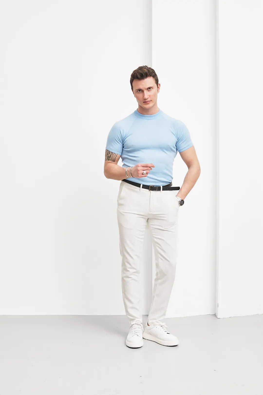Yüksek Kalite Slim Fit Triko Kumaş Tshirt - 9