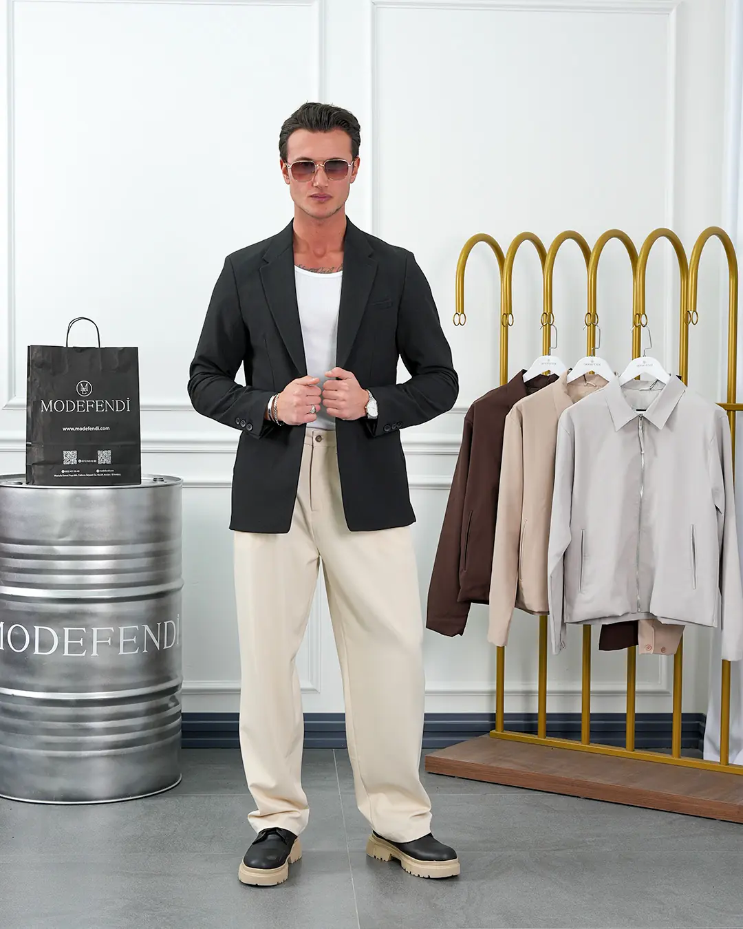 Özel Seri %100 Gofre Kumaş İtalyan Kesim Modern Fit Ceket - 5