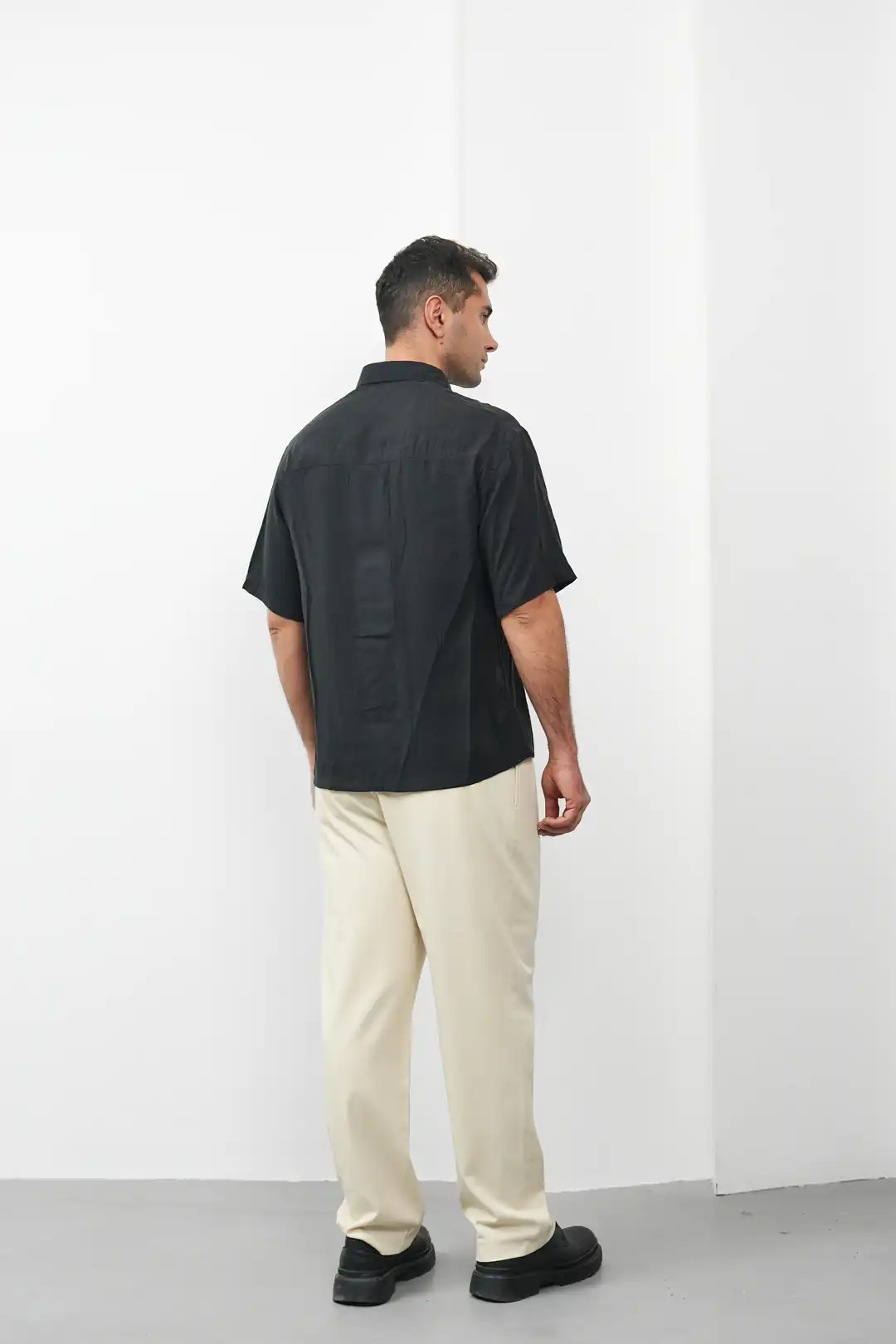 Kısa Kol Oversize Pamuklu Gömlek - 4