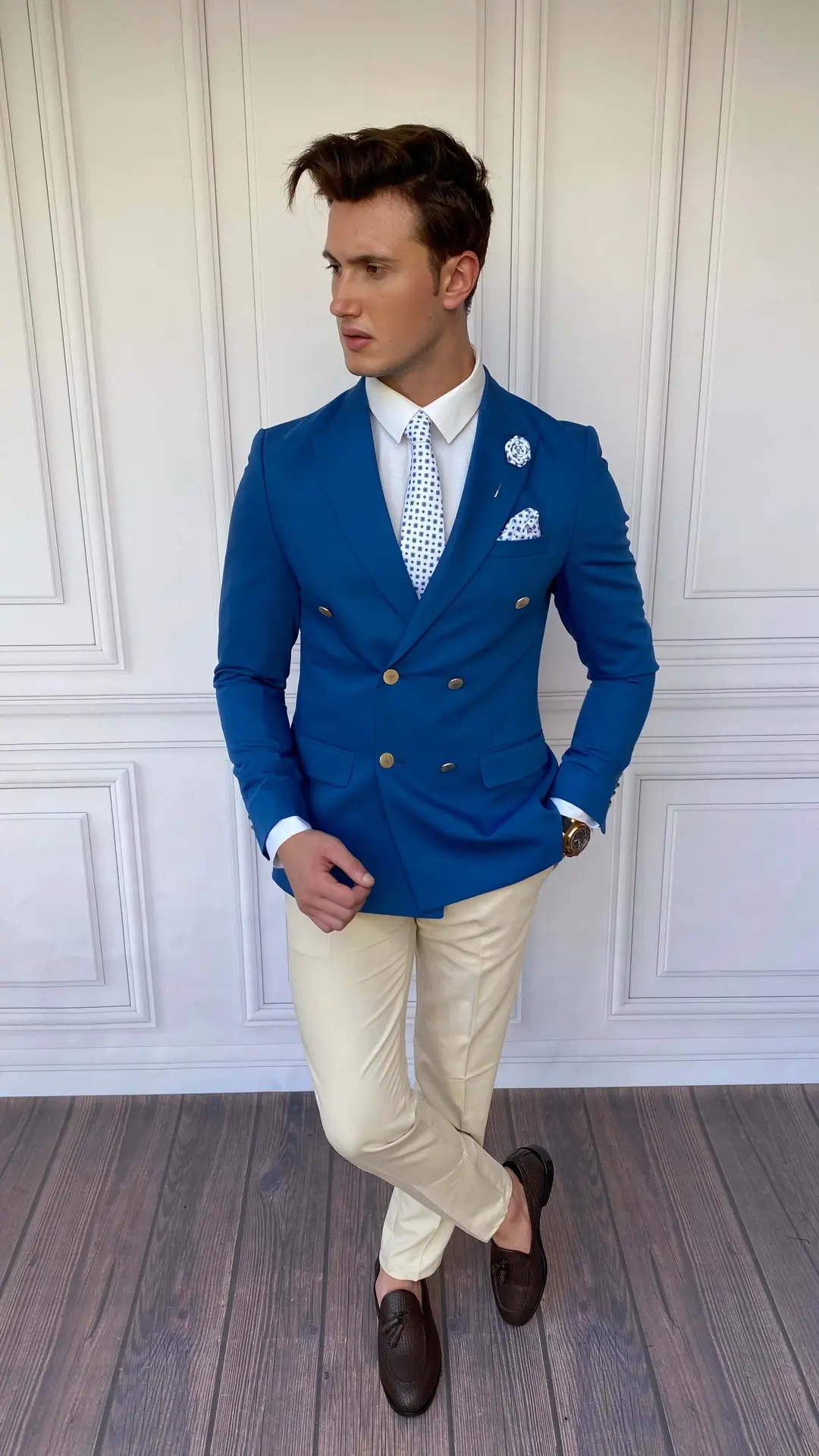 Slim Fit İtalyan Kesim Pamuk Kruvaze Tek Ceket - 2
