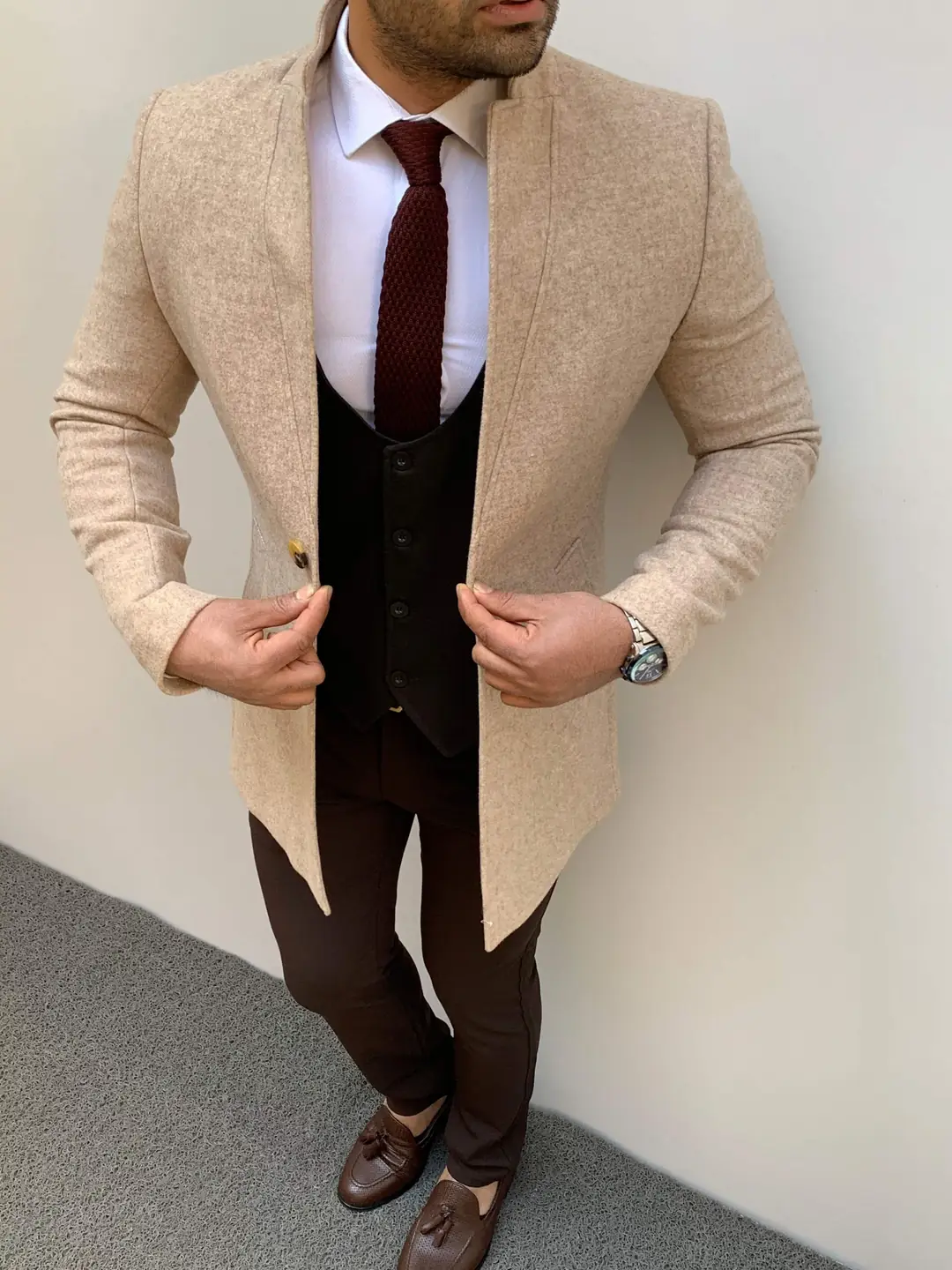 Slim Fit Kaşmir Kaban - 1