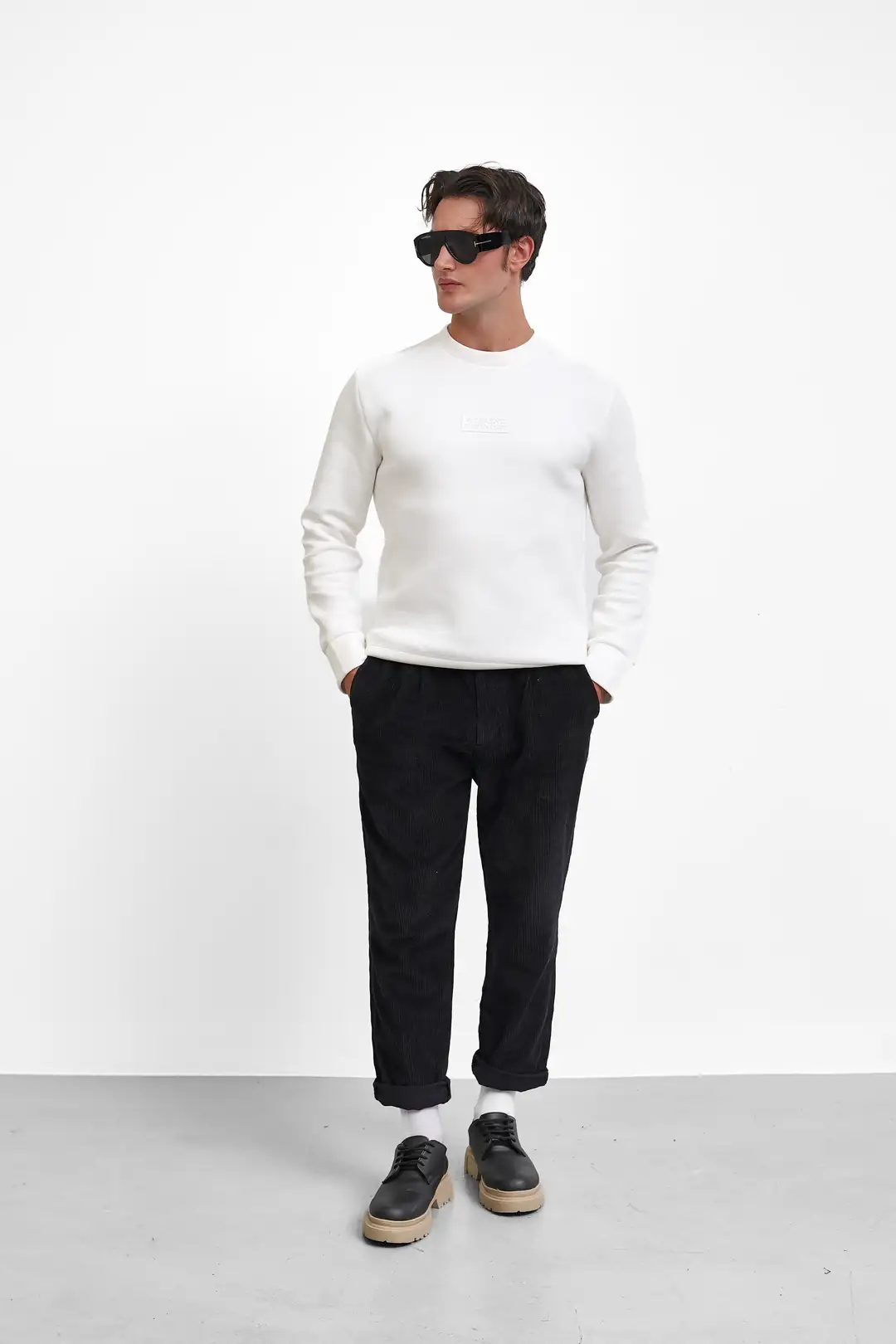 3 İplik Şardonlu Bisiklet Yaka Sweatshirt