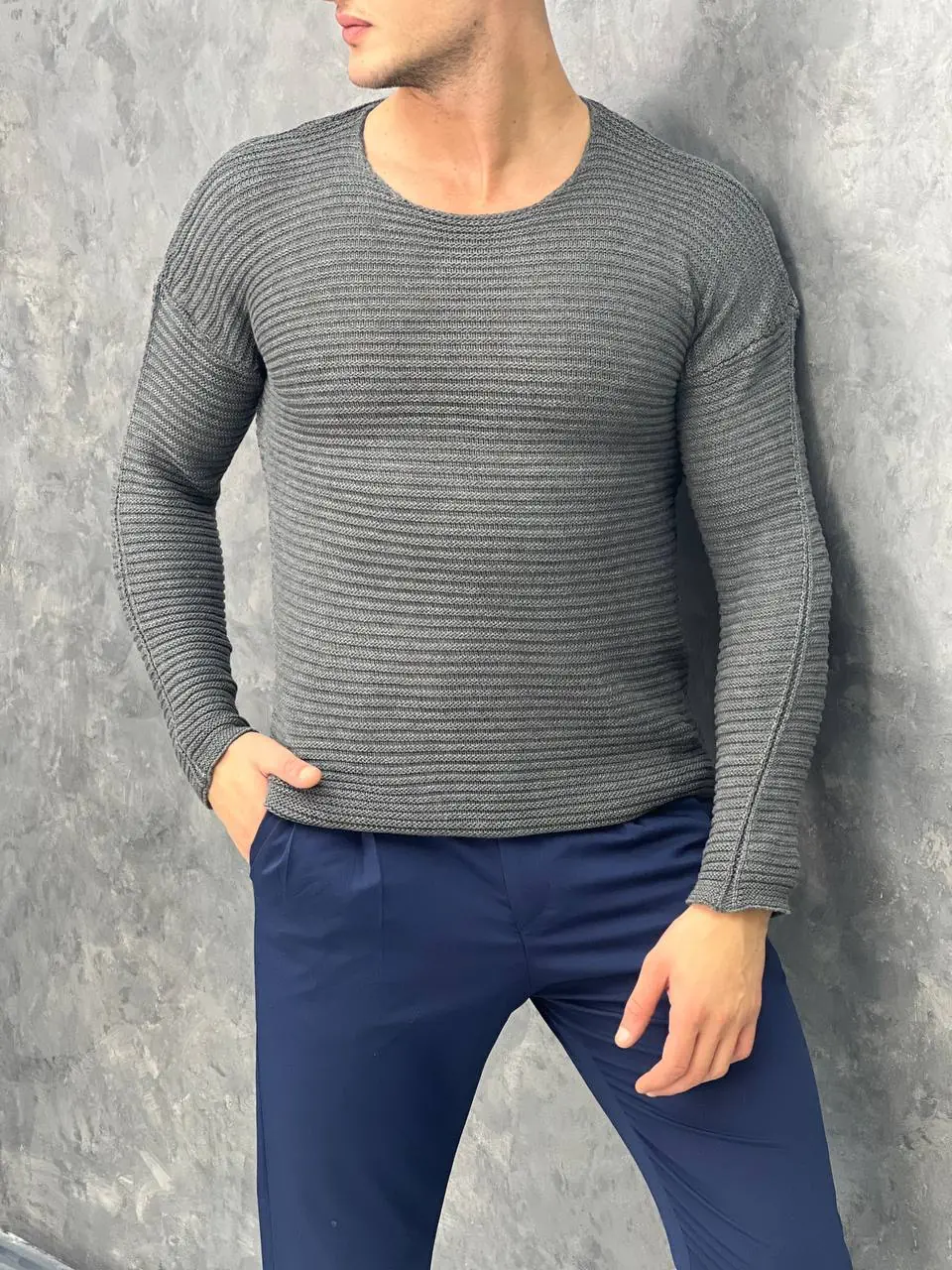 Slim Fit Yüksek Kalite Pamuk Likra Kazak - 1