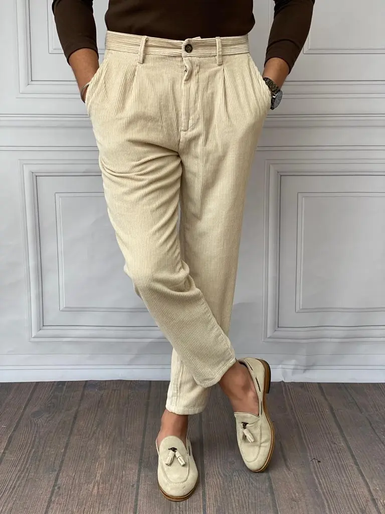 %100 Kadife Fitil Relaxed Kalıp Kışlık  Pantolon - 1